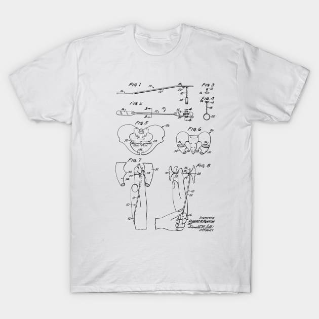 Pelvic Measuring Device Vintage Patent Hand Drawing T-Shirt by skstring